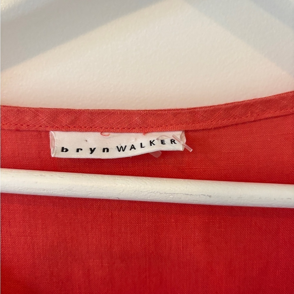 Bryn Walker Womens Flowy Blouse Top Lagenlook 100% Cotton Guazy Red L - Picture 4 of 12
